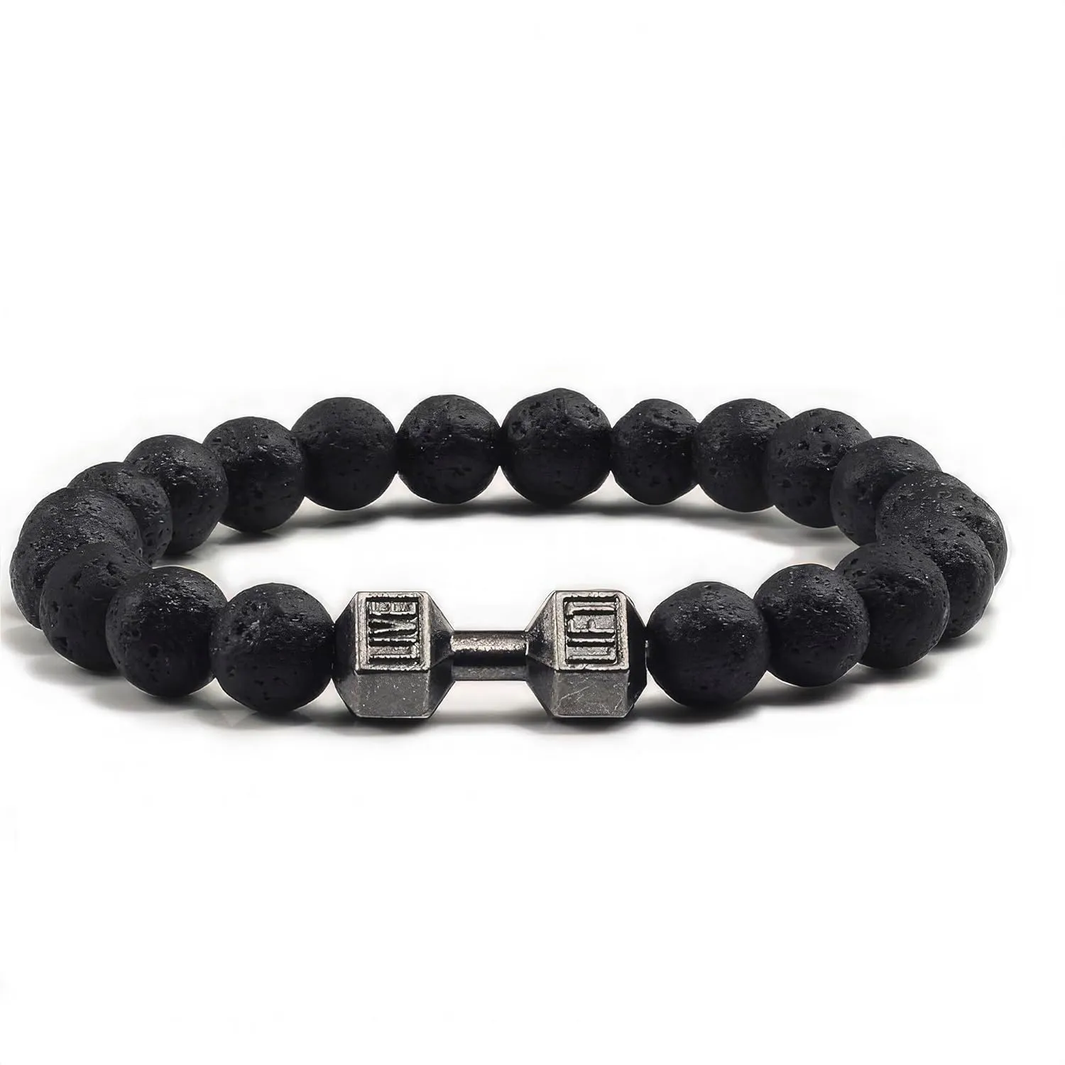 Lava Rock Bracelet - Stylish Matching Beaded Bracelets for Men & Women with Trendy Dumbbells, Comfortable Elastic Rope - Soothing Diffuser Bead Bracelet Men & Women Exquisite Gift