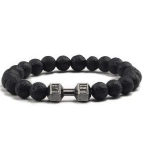 Lava Rock Bracelet - Stylish Matching Beaded Bracelets for Men & Women with Trendy Dumbbells, Comfortable Elastic Rope - Soothing Diffuser Bead Bracelet Men & Women Exquisite Gift