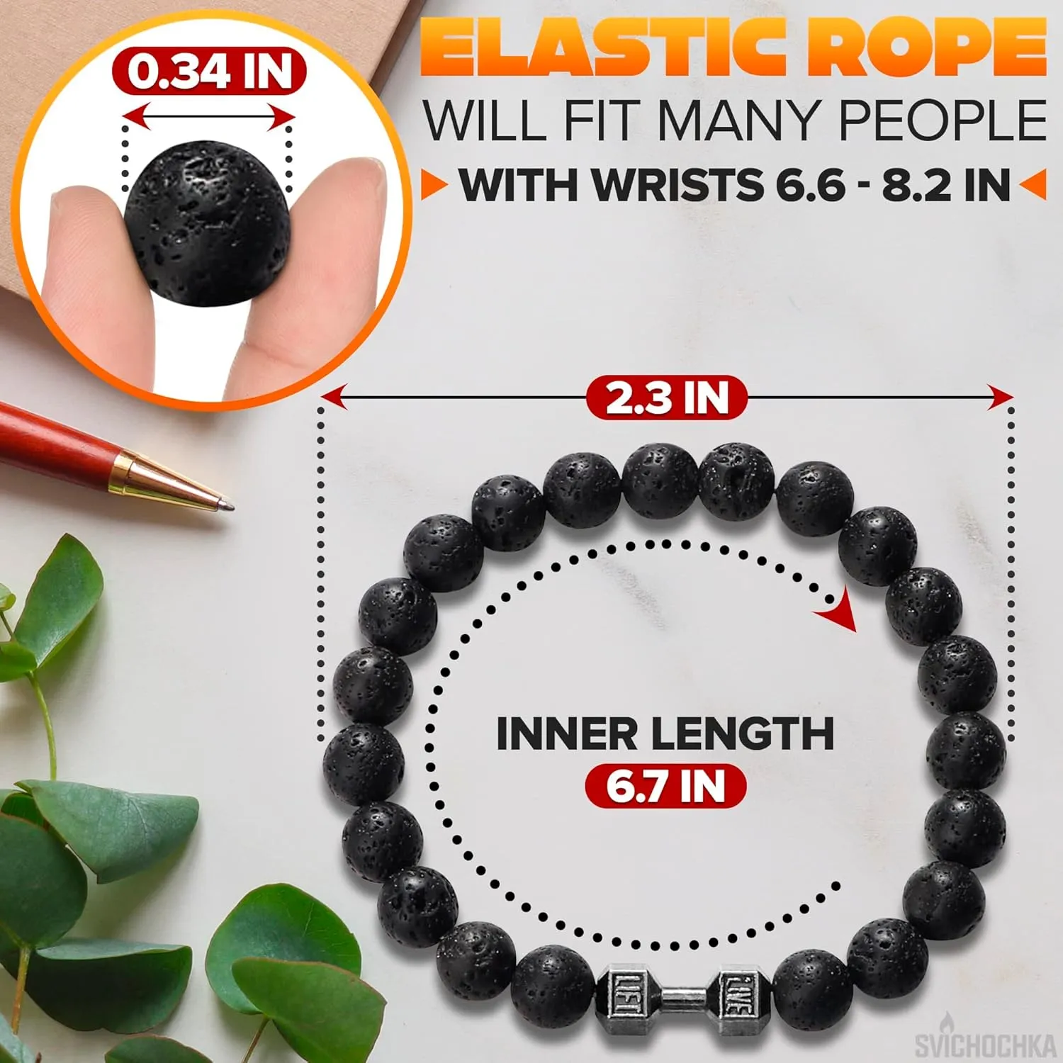 Lava Rock Bracelet - Stylish Matching Beaded Bracelets for Men & Women with Trendy Dumbbells, Comfortable Elastic Rope - Soothing Diffuser Bead Bracelet Men & Women Exquisite Gift