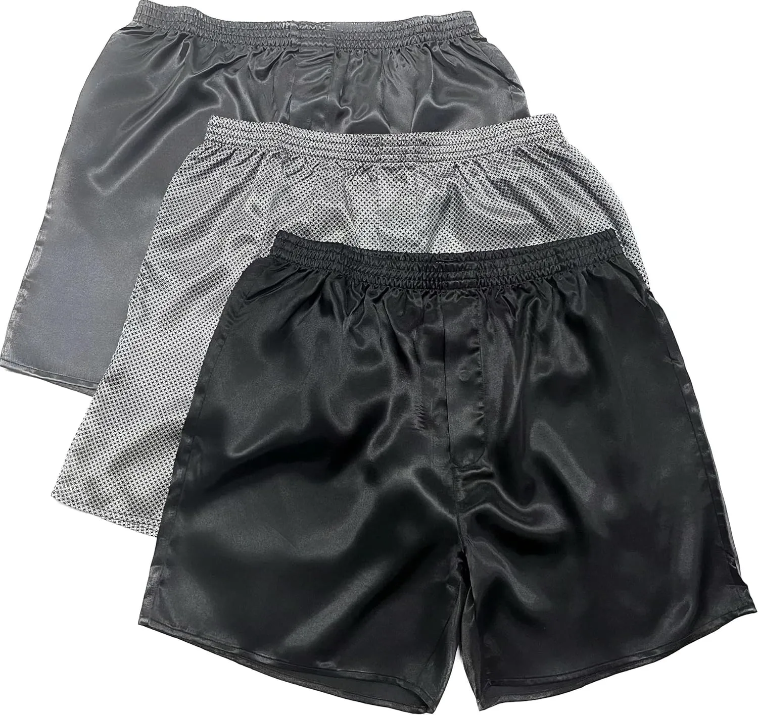 Lavenderi Men's Silk Satin Boxer Shorts, Pajama Shorts