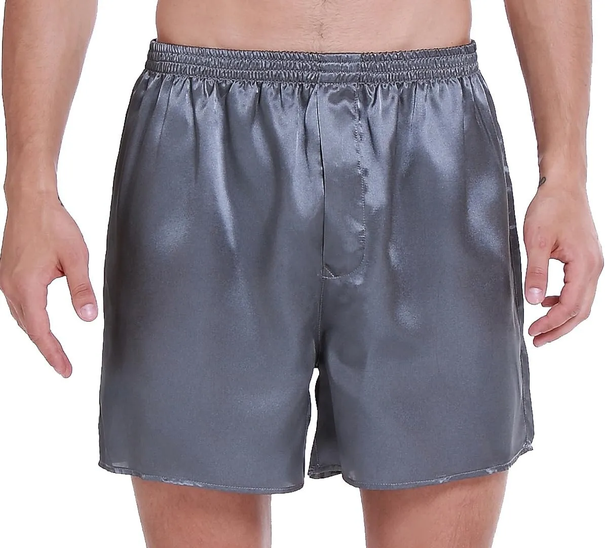 Lavenderi Men's Silk Satin Boxer Shorts, Pajama Shorts
