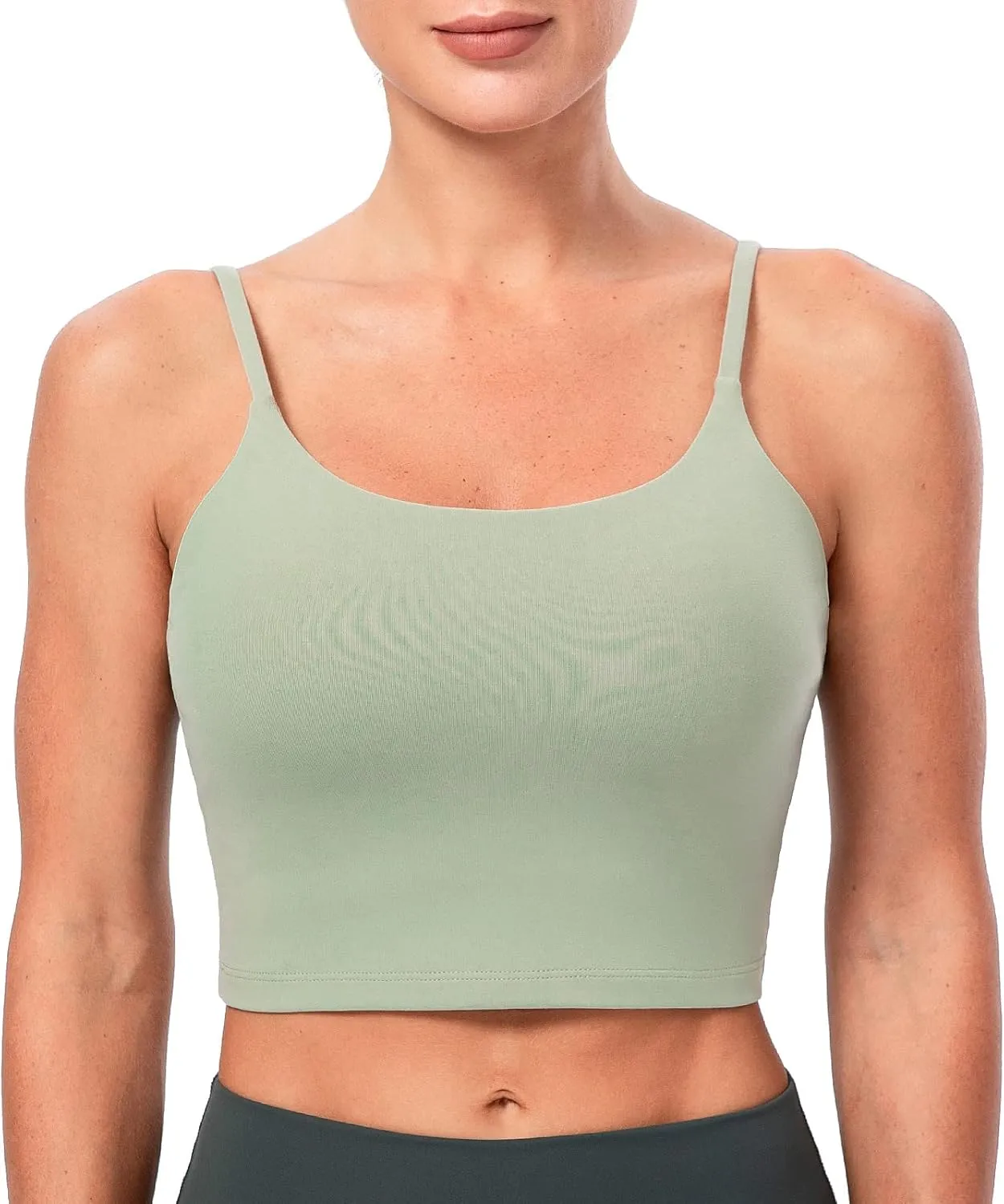 Lavento Women's Longline Sports Bras Yoga Cami Tank Top with Built in Bra