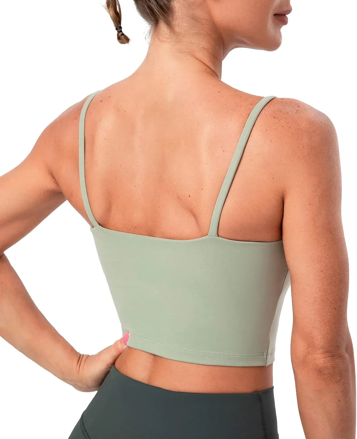 Lavento Women's Longline Sports Bras Yoga Cami Tank Top with Built in Bra