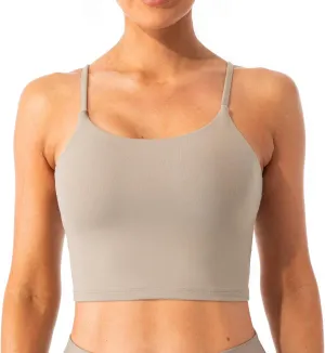 Lavento Women's Longline Sports Bras Yoga Cami Tank Top with Built in Bra