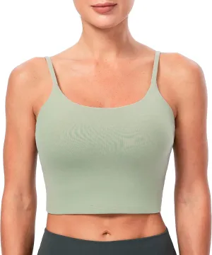 Lavento Women's Longline Sports Bras Yoga Cami Tank Top with Built in Bra
