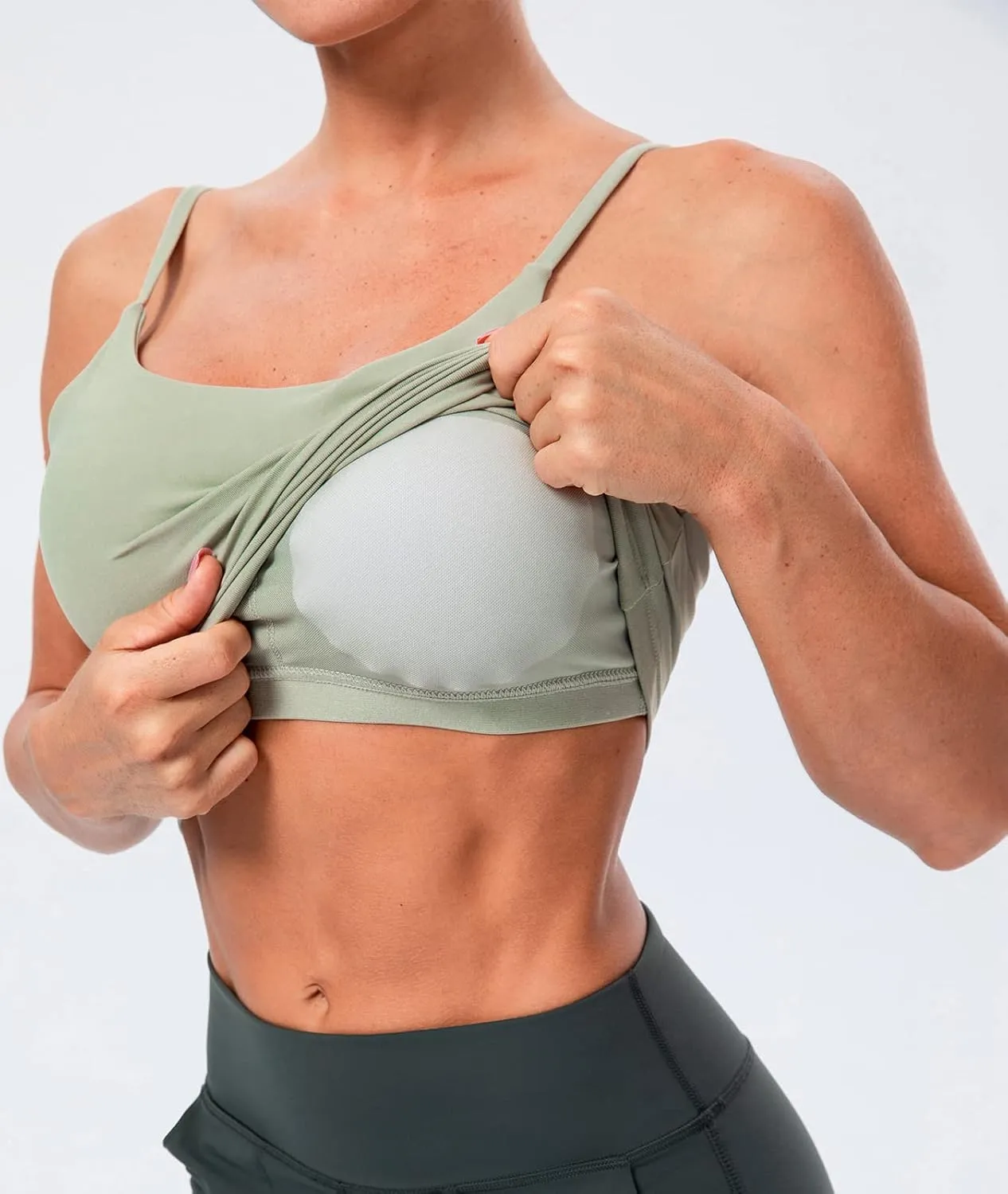 Lavento Women's Longline Sports Bras Yoga Cami Tank Top with Built in Bra