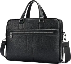 Leather Briefcase for Men Business Travel Laptop Messenger Bags Mens Leather Messenger Bag Office College Bag(5078Black)