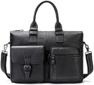Leather Briefcase for Men Business Travel Laptop Messenger Bags Mens Leather Messenger Bag Office College Bag