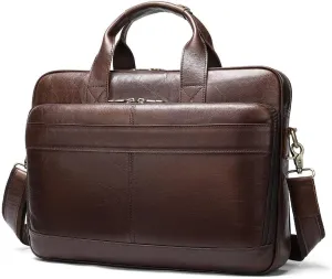 Leather Briefcase for Men Business Travel Laptop Messenger Bags Mens Leather Messenger Bag Office College Bag