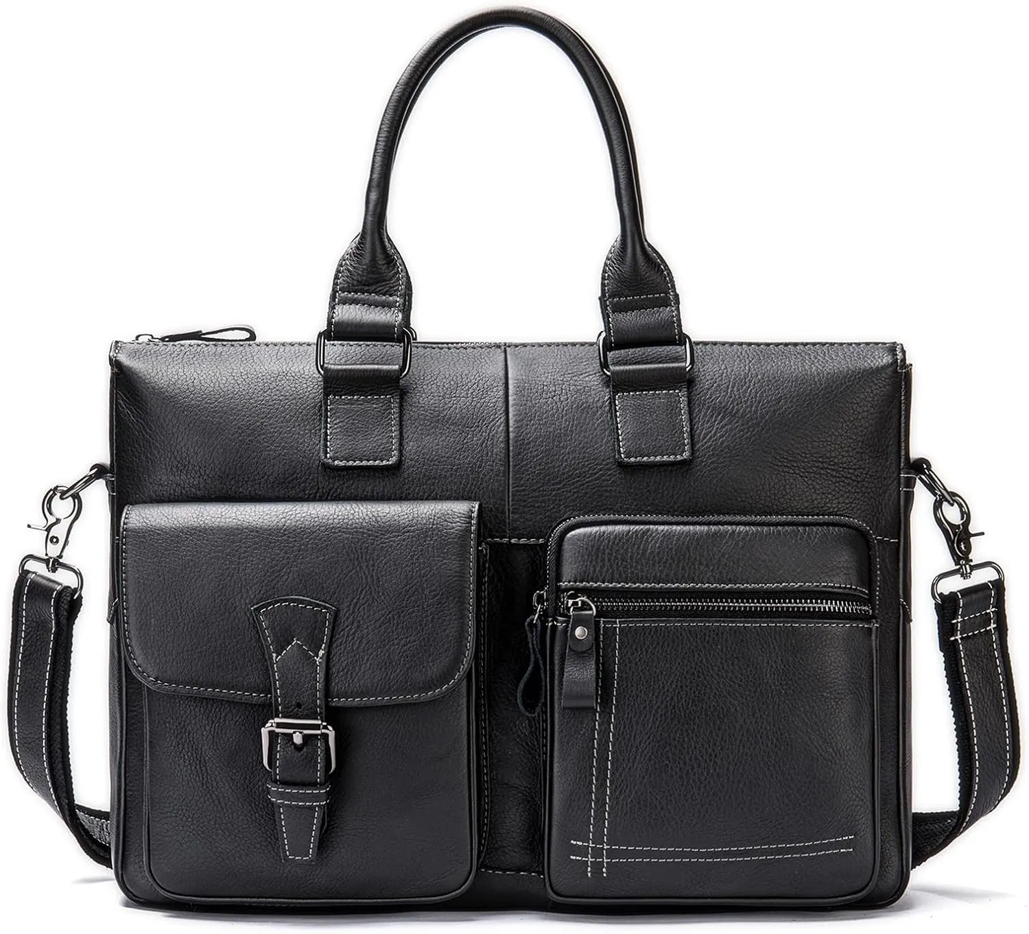 Leather Briefcase for Men Business Travel Laptop Messenger Bags Mens Leather Messenger Bag Office College Bag