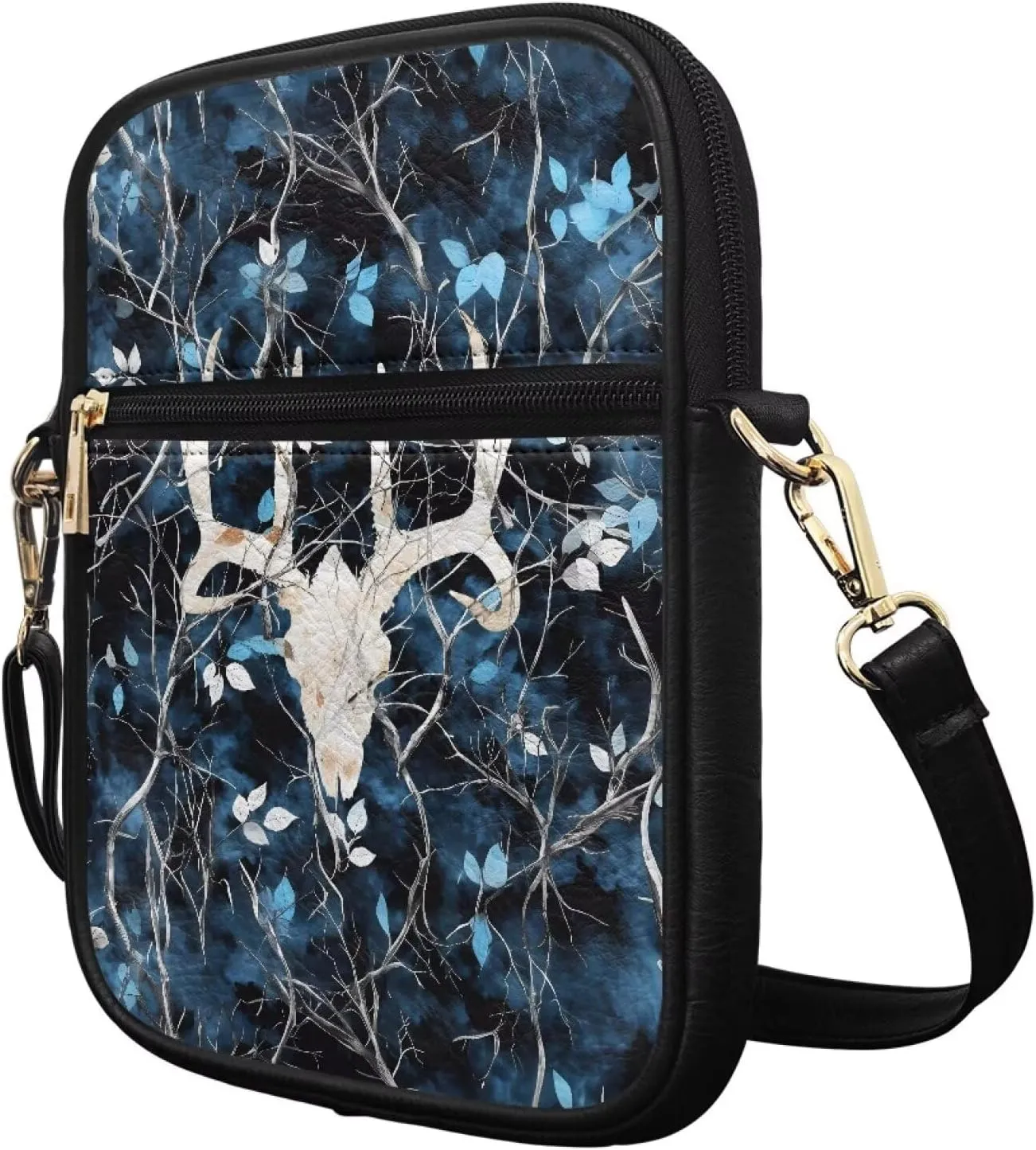 Leather Messenger Bag for Women Crossbody Cell Phone Purse Small Shoulder Pouch for Outdoor 9.5 inch