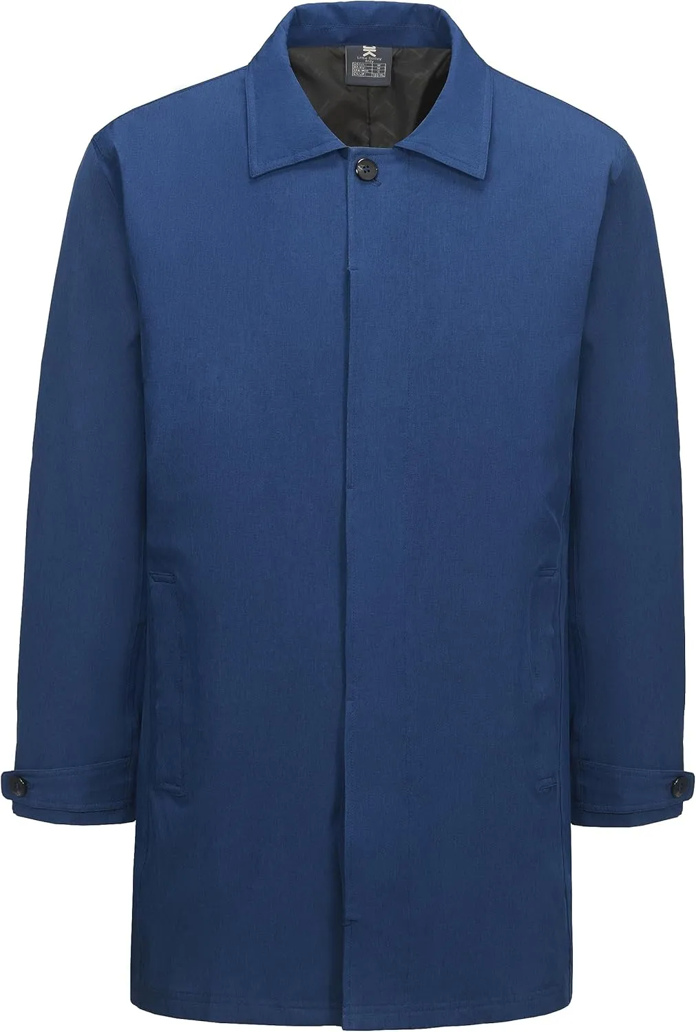 Little Donkey Andy Men's Waterproof Trench Coat, Mid-Length Lightweight Long Rain Coat, Single Breasted Overcoat