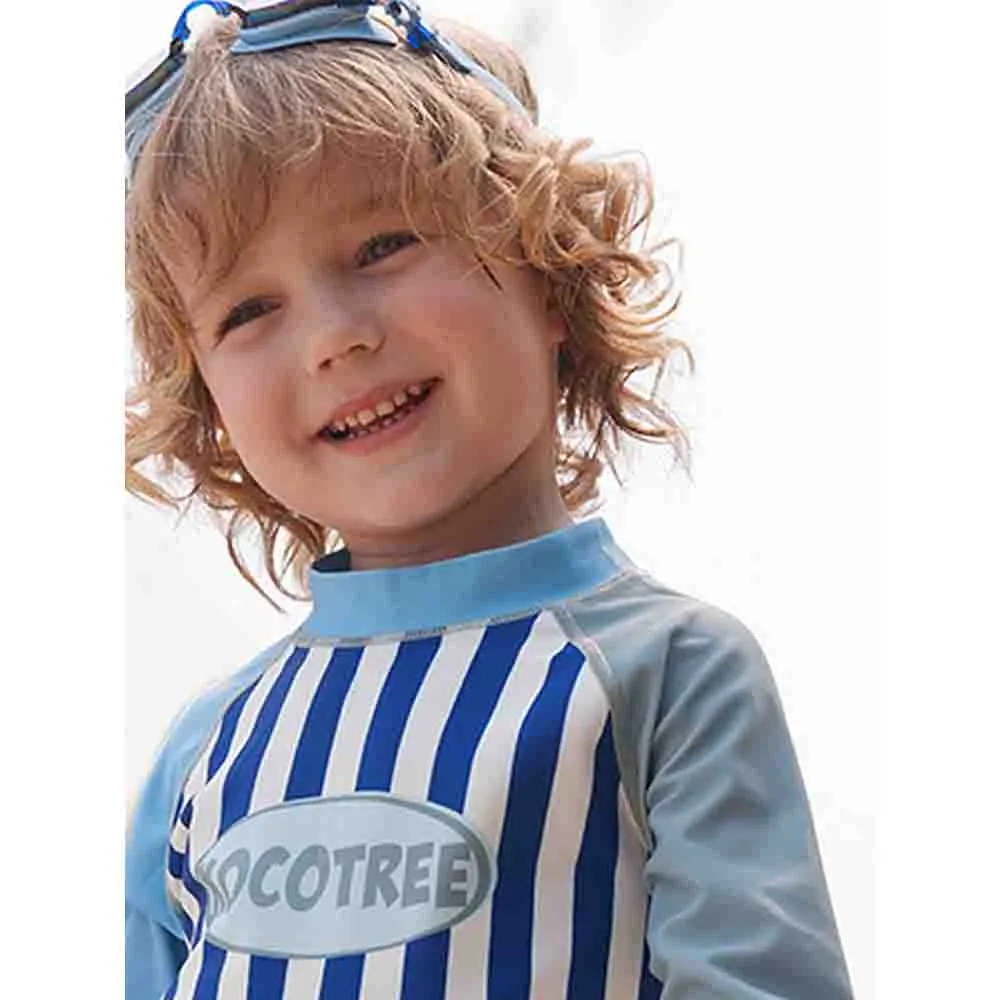 Little Surprise Box 3 PCS Dark Blue Stripes  Swimsuit for Boys with UPF 50 