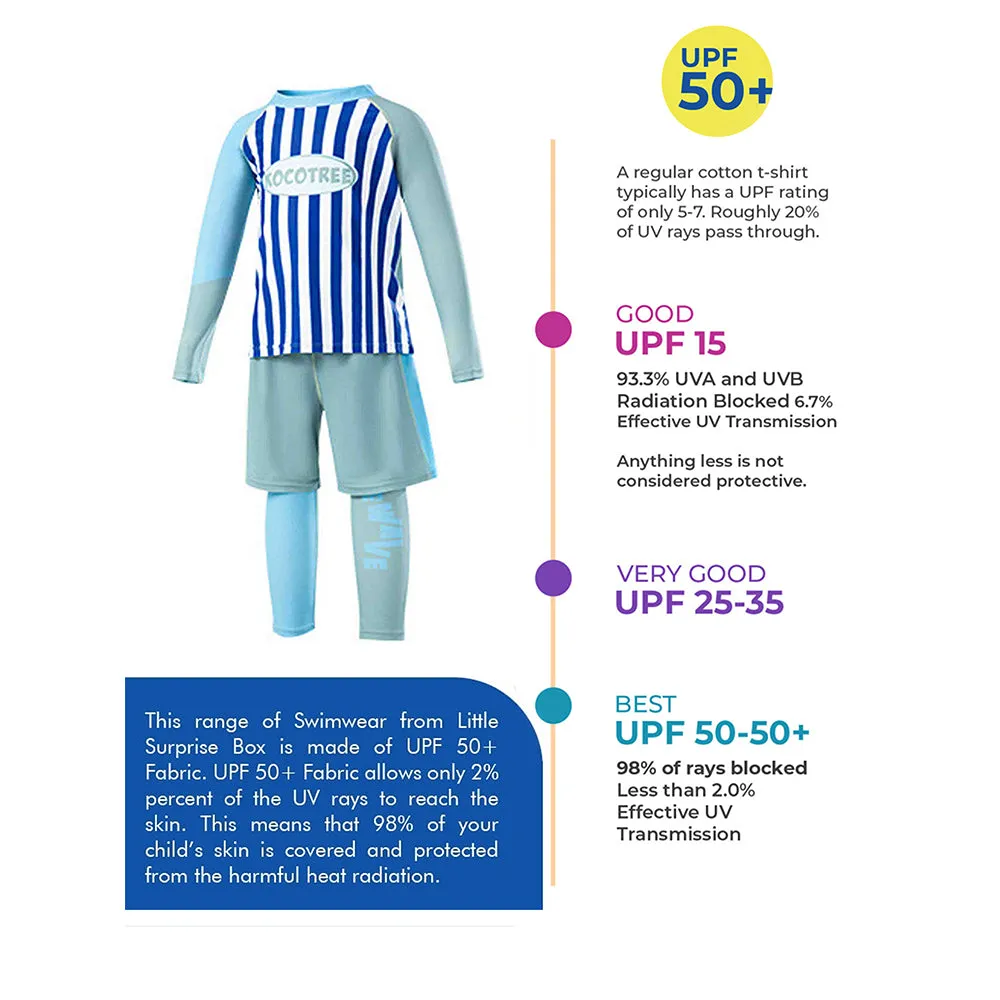 Little Surprise Box 3 PCS Dark Blue Stripes  Swimsuit for Boys with UPF 50 