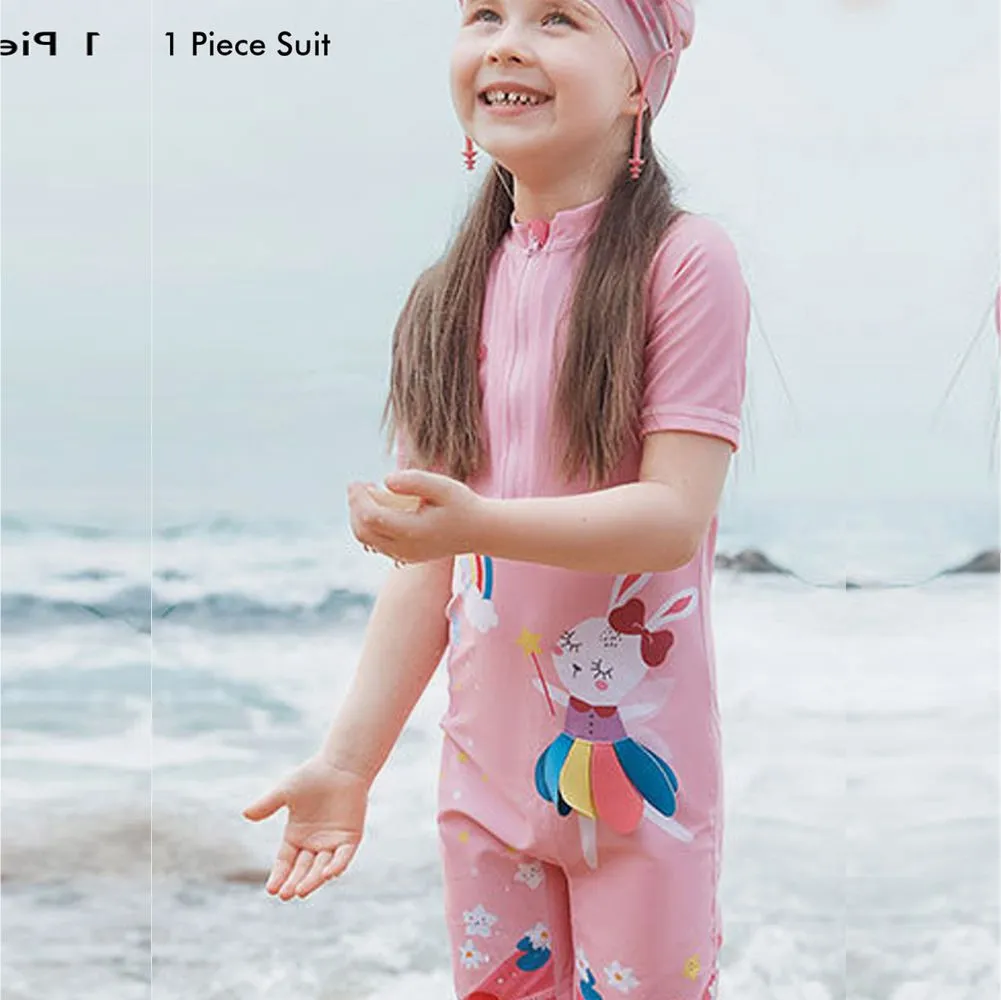 Little Surprise Box 3D Pink Rabbit Fairy Print Swimwear for Kids & Toddlers with UPF 50 