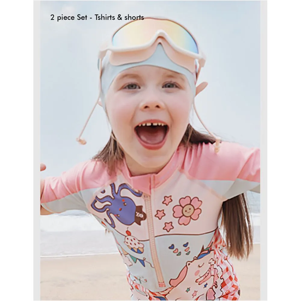 Little Surprise Box 3D Pink Rabbit Fairy Print Swimwear for Kids & Toddlers with UPF 50 