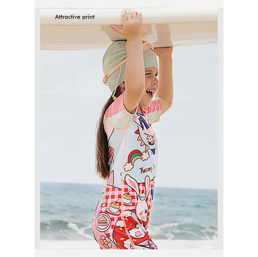 Little Surprise Box 3D Pink Rabbit Fairy Print Swimwear for Kids & Toddlers with UPF 50 