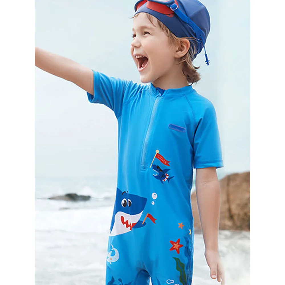 Little Surprise Box 3d Tail Blue Shark Swimwear for Toddlers & Kids with UPF 50 