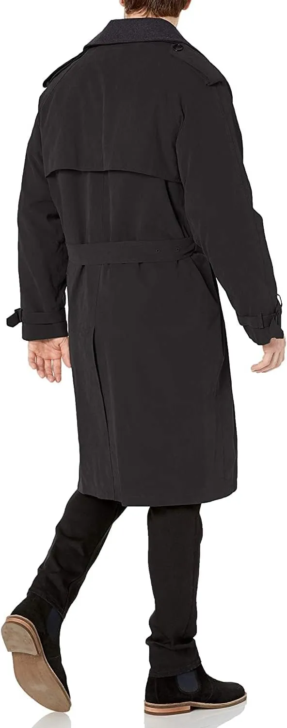 LONDON FOG Men's Iconic Double Breasted Trench Coat with Zip-Out Liner and Removable Top Collar