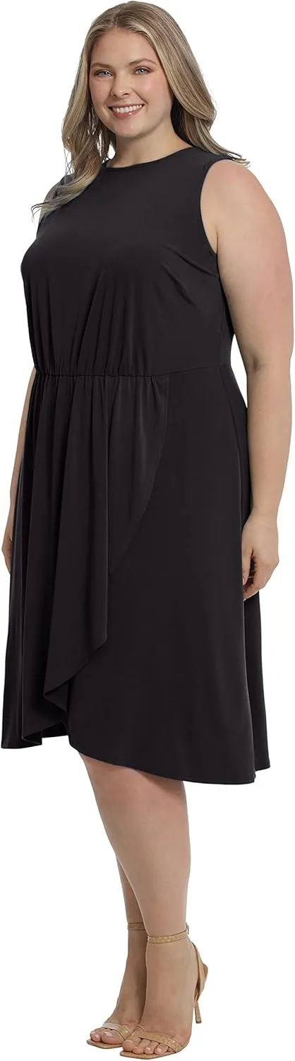 London Times Women's Sleeveless Jewel Neck Asymmetric Hem Midi Casual Summer Fun Vacation