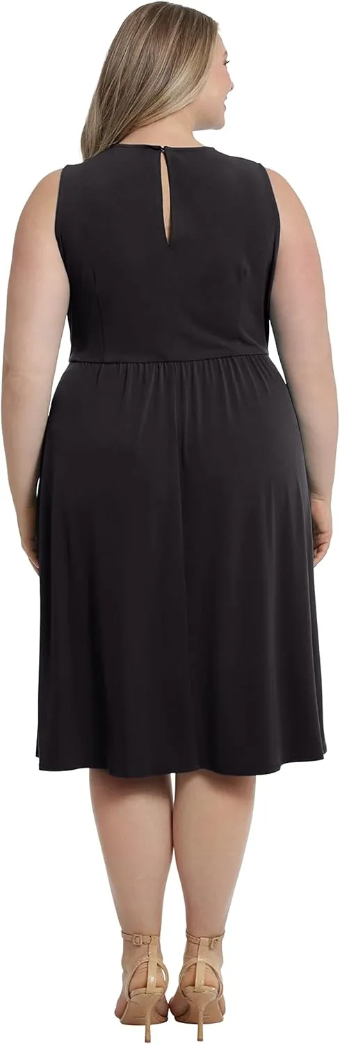 London Times Women's Sleeveless Jewel Neck Asymmetric Hem Midi Casual Summer Fun Vacation