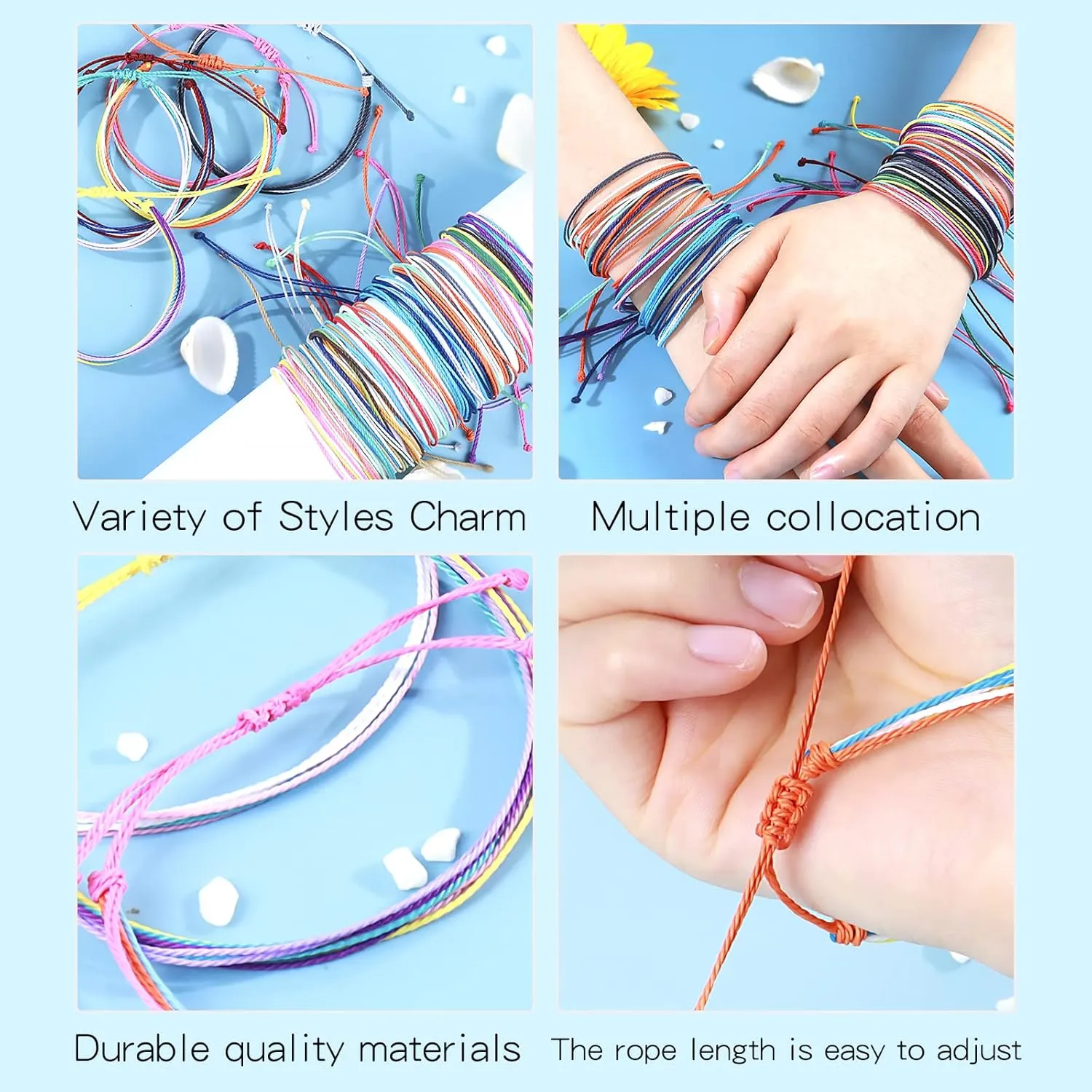 Long tiantian String Bracelets for Women Gifts Trendy Stuff Friendship Bracelets Waterproof Summer Ankle Bracelets Outfits Adjustable Wave Surfer Beach Bracelets Stocking Stuffers