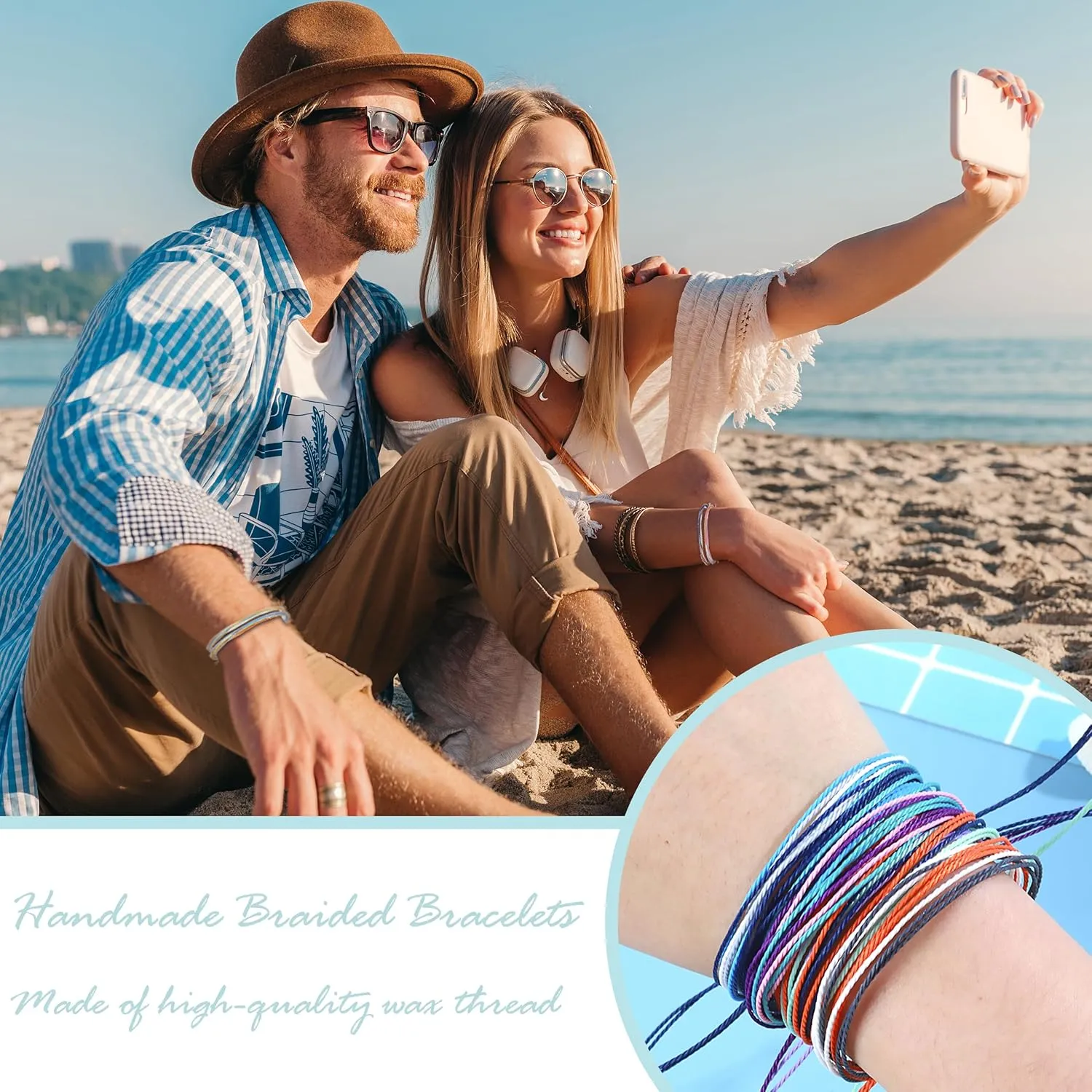 Long tiantian String Bracelets for Women Gifts Trendy Stuff Friendship Bracelets Waterproof Summer Ankle Bracelets Outfits Adjustable Wave Surfer Beach Bracelets Stocking Stuffers