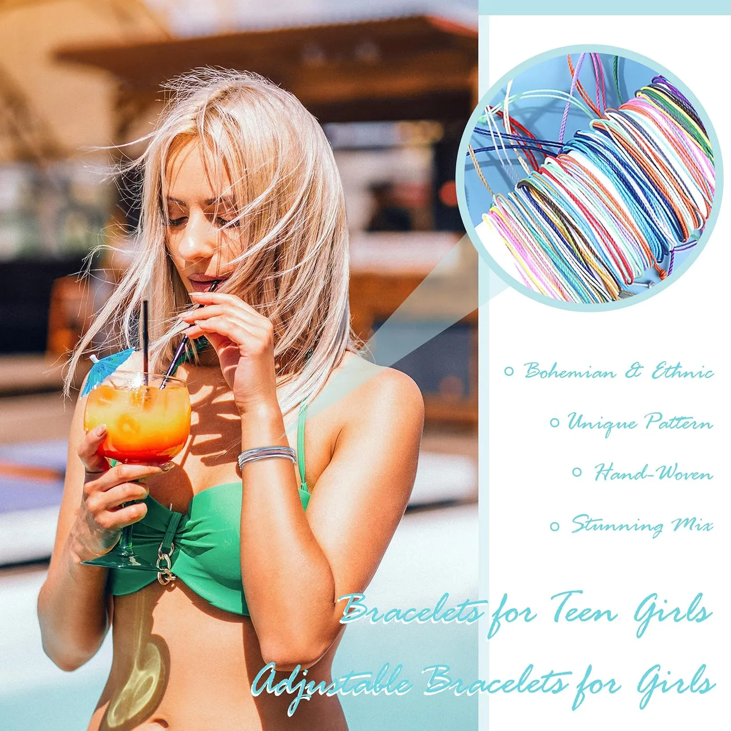 Long tiantian String Bracelets for Women Gifts Trendy Stuff Friendship Bracelets Waterproof Summer Ankle Bracelets Outfits Adjustable Wave Surfer Beach Bracelets Stocking Stuffers