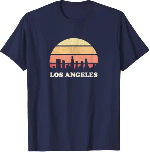 Los Angeles LA T Shirt Vintage Sunset Skyline Retro Tee