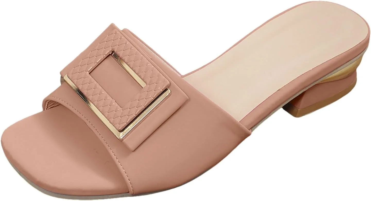 Low Block Heels Sandals for Women Breathable Comfortable Non-Slip Home Work Casual Sandals Outdoor Slip-On Vacation Slippers Fashion summer Open Toe Soft Sole Walking Pumps Shoes