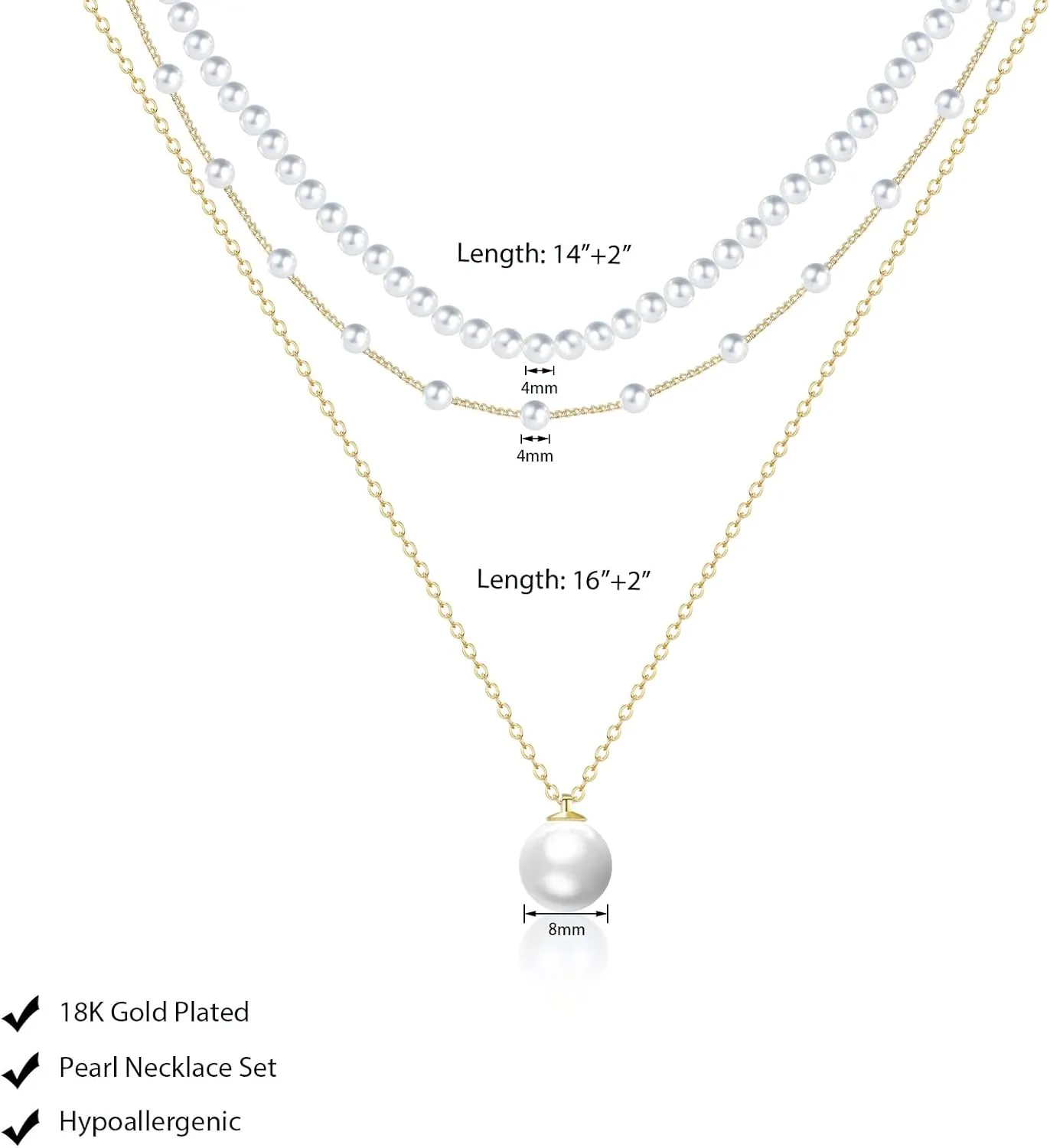 Luxval Pearl Necklaces Choker for Women,Cream White Pearl Jewelry, 14K Gold Plated Handmade Dainty Toggle Clasp Necklace for Women Jewelry Gifts