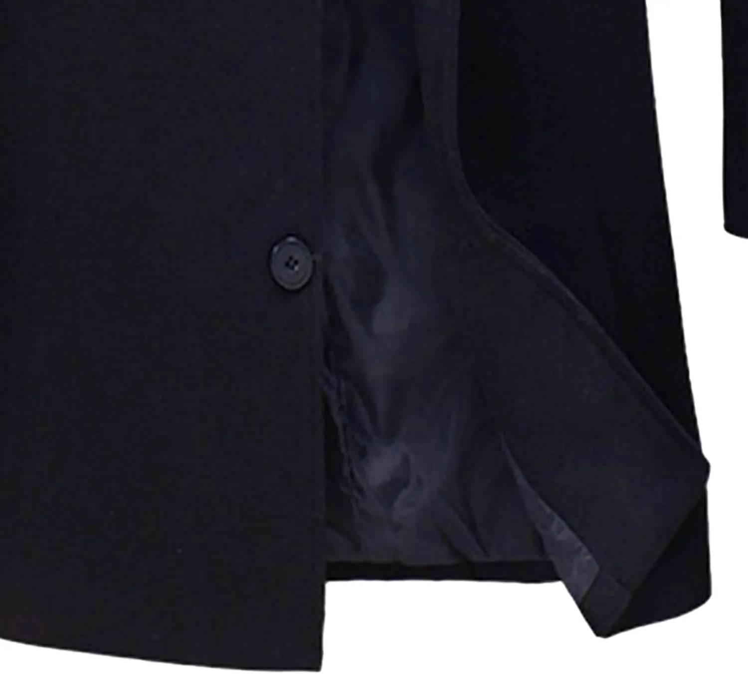 Maiyifu-GJ Men's Full Length Wool Blend Coat Single Breasted Quilted Lined Trench Overcoat Winter Windproof Business Jacket