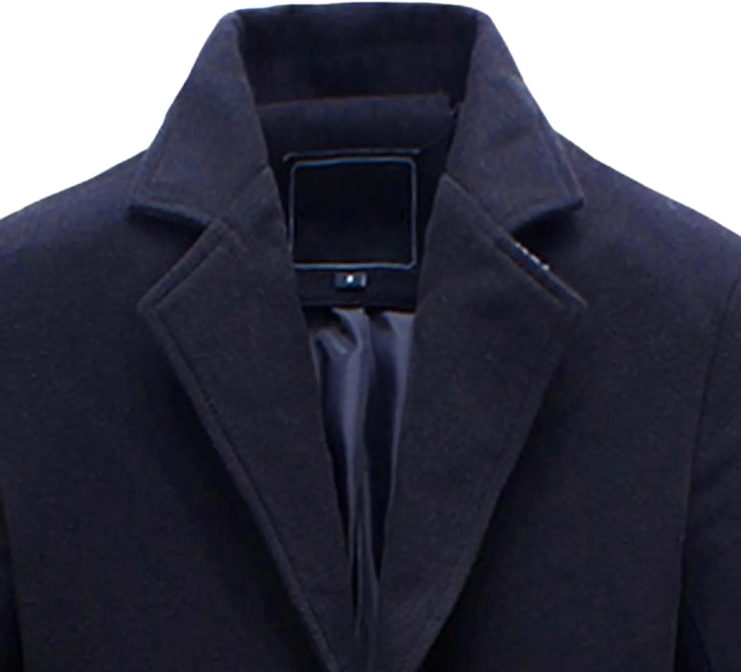 Maiyifu-GJ Men's Full Length Wool Blend Coat Single Breasted Quilted Lined Trench Overcoat Winter Windproof Business Jacket