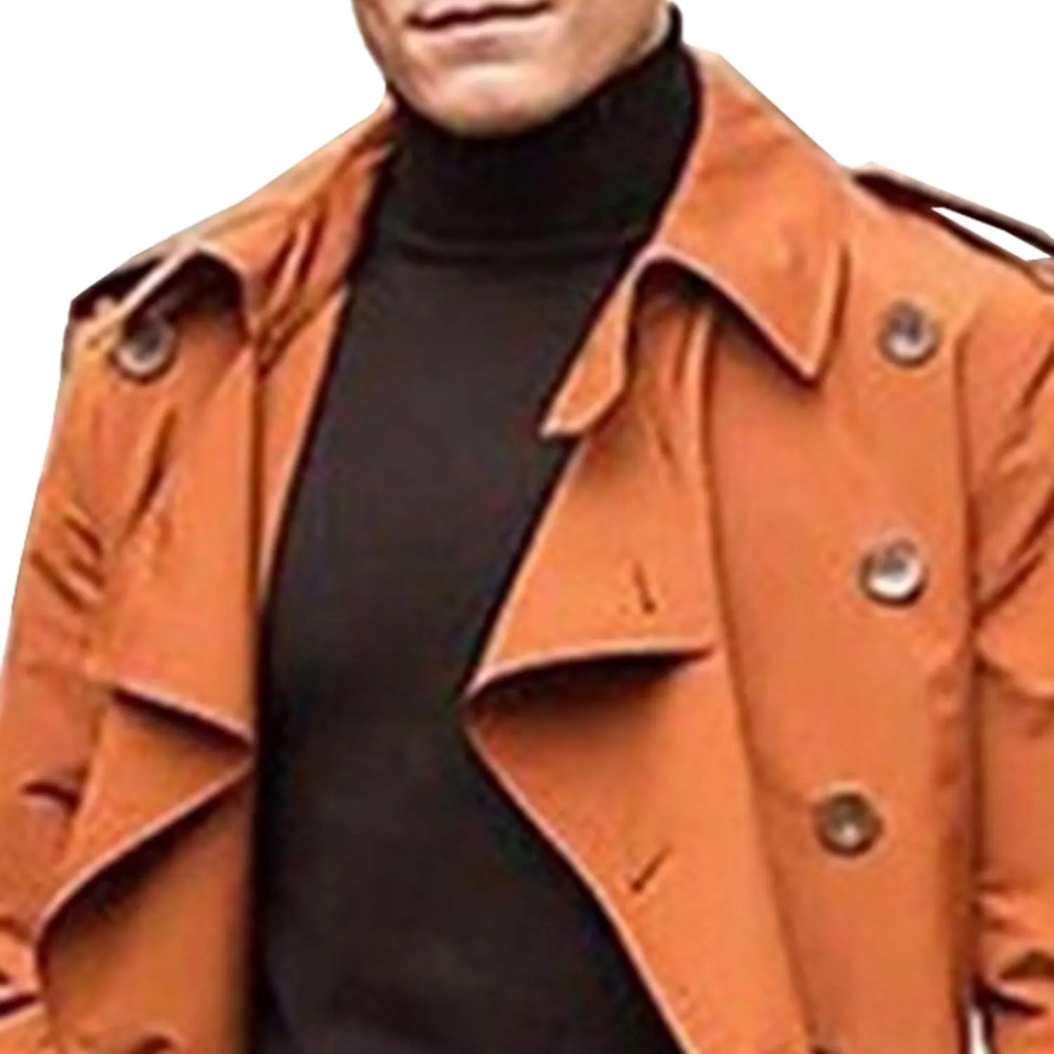 Maiyifu-GJ Men's Mid-Length Trench Coat Slim Fit Double Breasted Long Overcoat Autumn Winter Lapel Windbreaker Jacket
