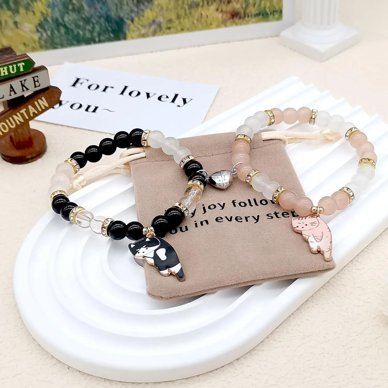 Matching Bracelets for Couples Friend Bff, Friendship/Couples Bracelets Set, Handmade Distance Bead Charm Bracelets