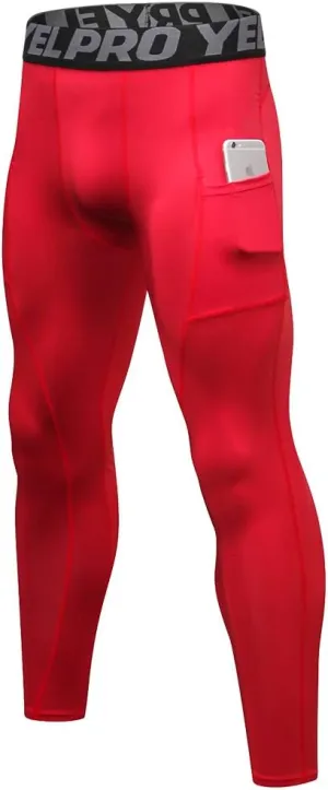 Mens Compression Pants Athletic Running Leggings Workout Tights Quick Dry Base Layer for Basketball Sports