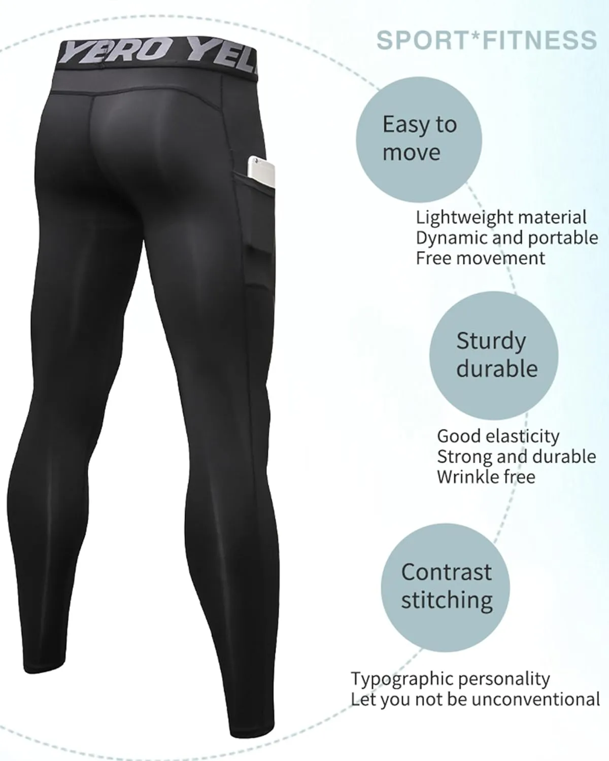Men's Compression Pants Cool Dry Athletic Leggings Workout Running Tights Active Sports Baselayer Tights Men Yoga Pant