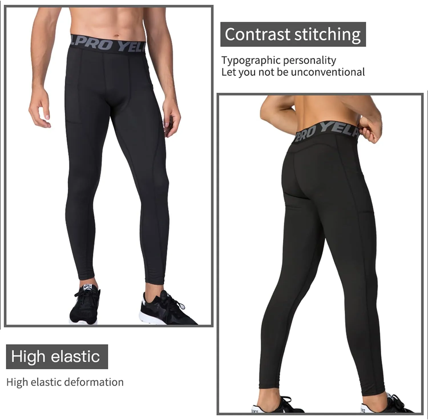 Men's Compression Pants Cool Dry Athletic Leggings Workout Running Tights Active Sports Baselayer Tights Men Yoga Pant