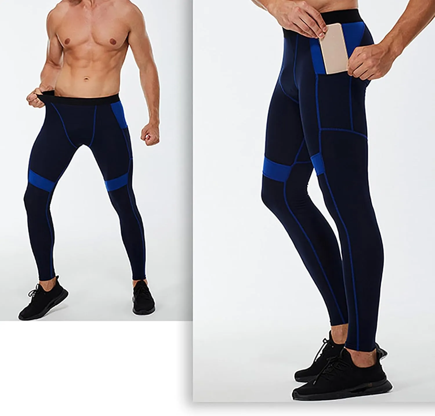 Men's Compression Pants High Stretch Quick Dry Waistband Slim Athletic Leggings Gym Running Workout Daily Base Layer