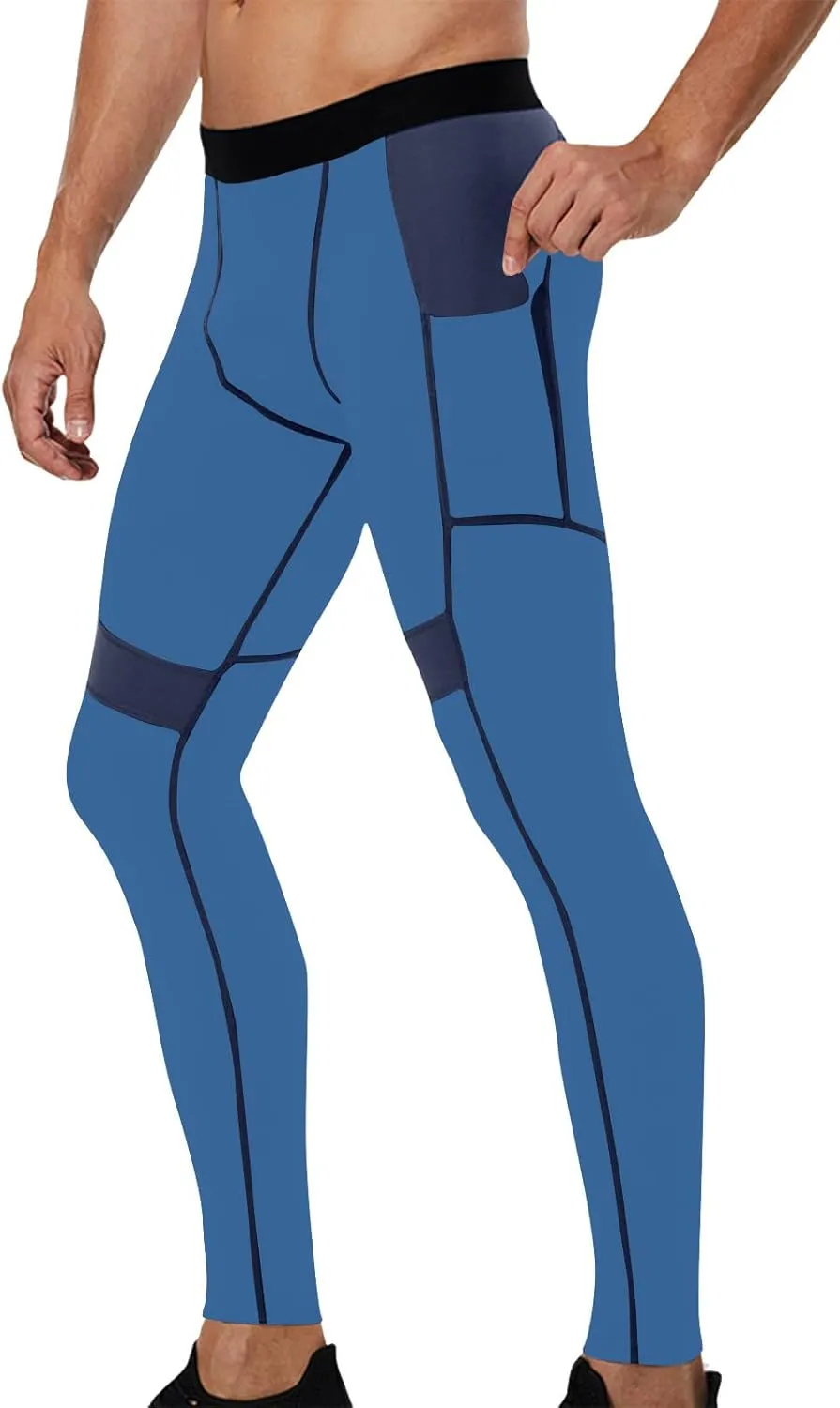 Men's Compression Pants High Stretch Quick Dry Waistband Slim Athletic Leggings Gym Running Workout Daily Base Layer