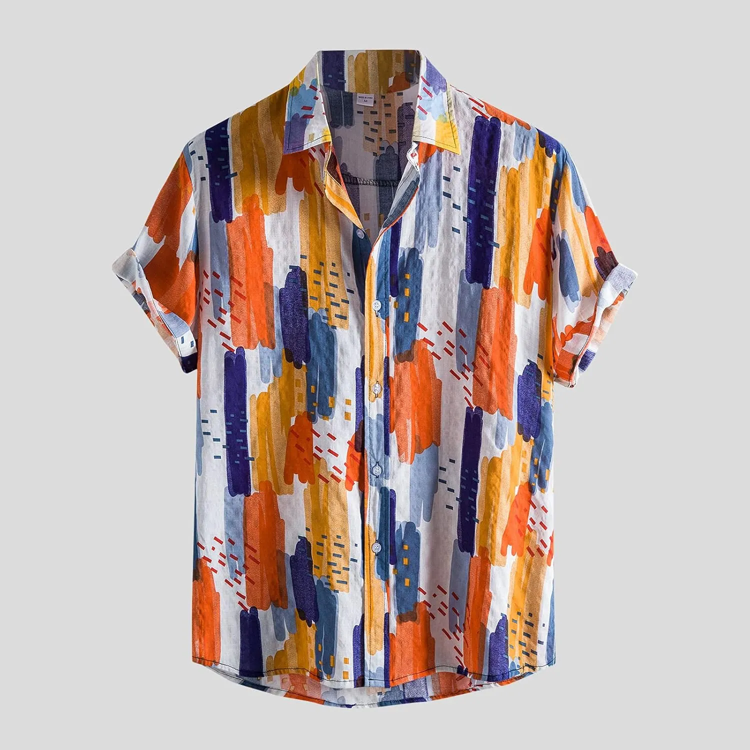 Mens Cotton Linen Beach Tops Short Sleeve Button Down Shirts 2025 Summer Relaxed Fit Vintage Casual Hawaiian Shirts
