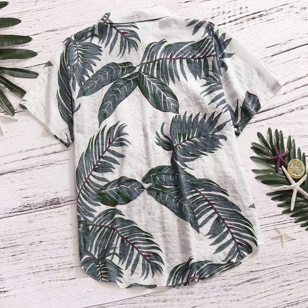 Mens Cotton Linen Beach Tops Short Sleeve Button Down Shirts 2025 Summer Relaxed Fit Vintage Casual Hawaiian Shirts