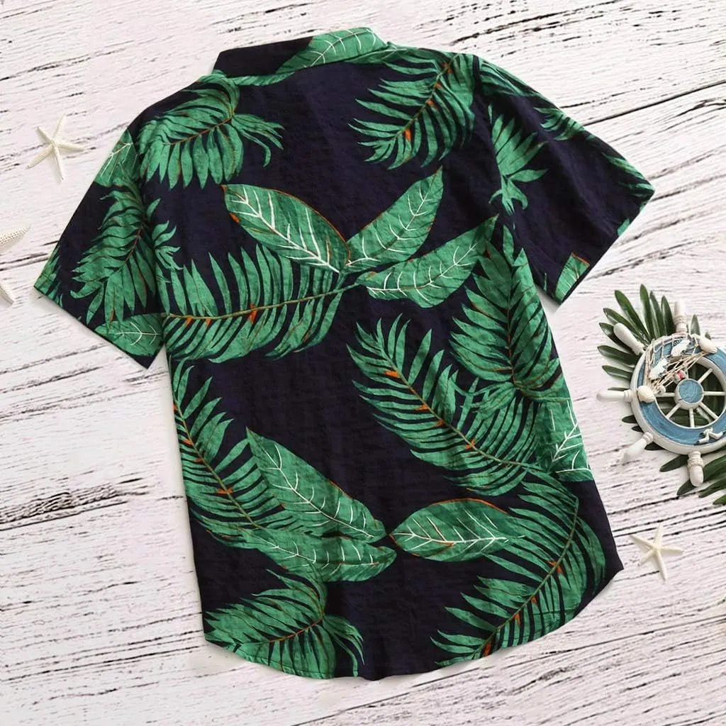 Mens Cotton Linen Beach Tops Short Sleeve Button Down Shirts 2025 Summer Relaxed Fit Vintage Casual Hawaiian Shirts
