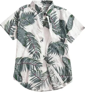 Mens Cotton Linen Beach Tops Short Sleeve Button Down Shirts 2025 Summer Relaxed Fit Vintage Casual Hawaiian Shirts