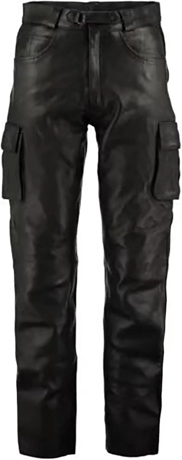 Men's Fashion Leisure Comfortable and Versatile Solid Color Men's Pu Leather Casual Pants Fuzzy