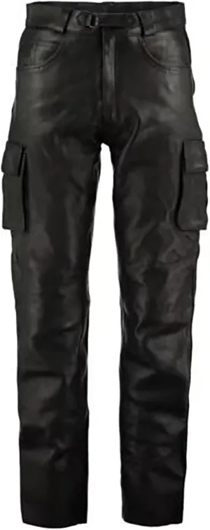 Men's Fashion Leisure Comfortable and Versatile Solid Color Men's Pu Leather Casual Pants Fuzzy