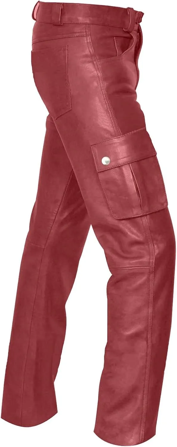 Men's Fashion Leisure Comfortable and Versatile Solid Color Men's Pu Leather Casual Pants Fuzzy