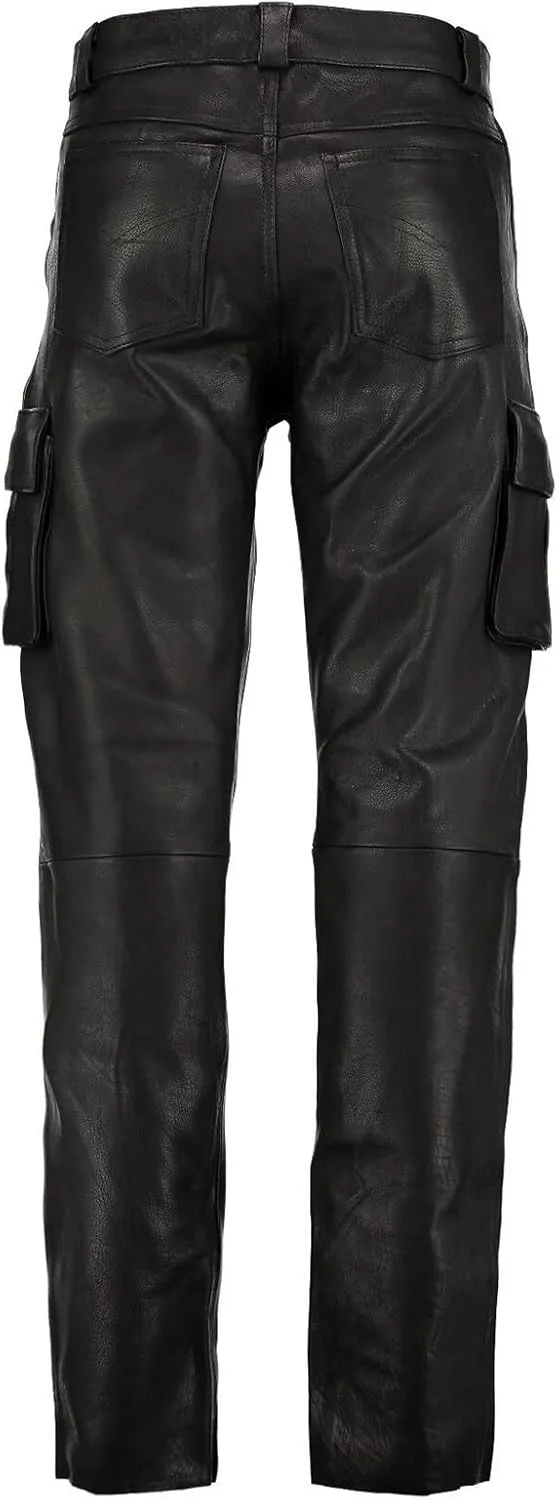 Men's Fashion Leisure Comfortable and Versatile Solid Color Men's Pu Leather Casual Pants Fuzzy