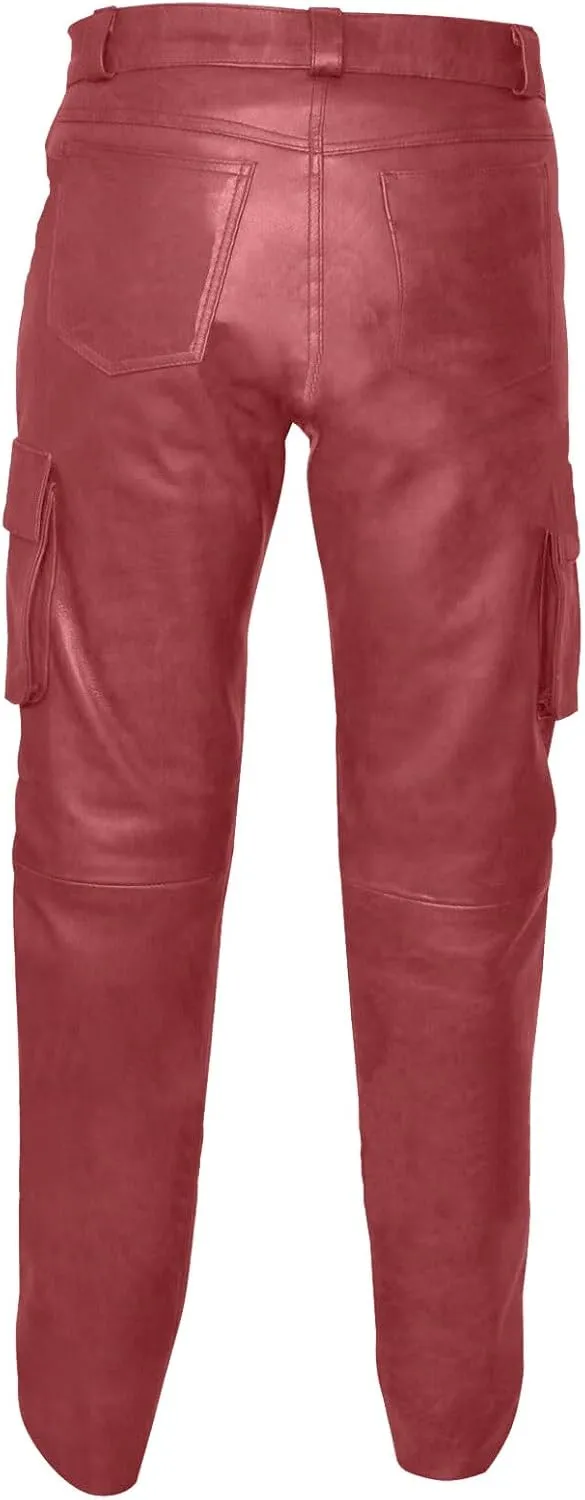 Men's Fashion Leisure Comfortable and Versatile Solid Color Men's Pu Leather Casual Pants Fuzzy