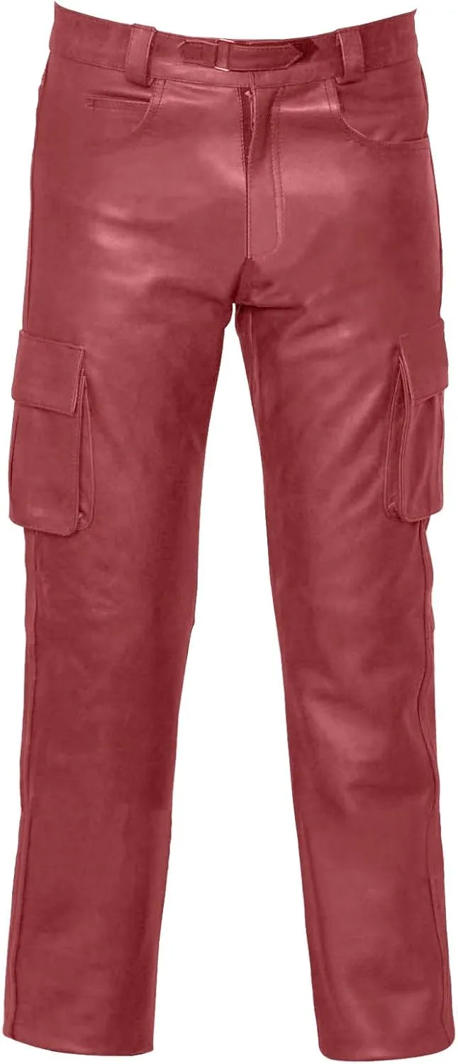 Men's Fashion Leisure Comfortable and Versatile Solid Color Men's Pu Leather Casual Pants Fuzzy